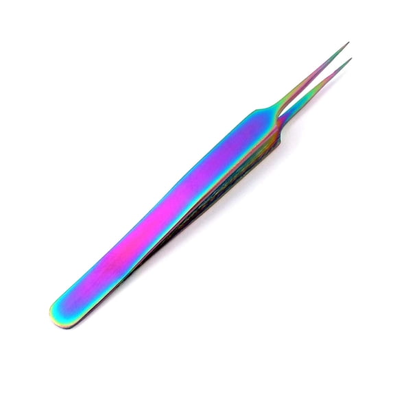 OdontoMed2011® Stainless Steel Multi Rainbow Color 3d Eyelash Extension Tweezers A Type Straight Jewelry-making, Laboratory Work
