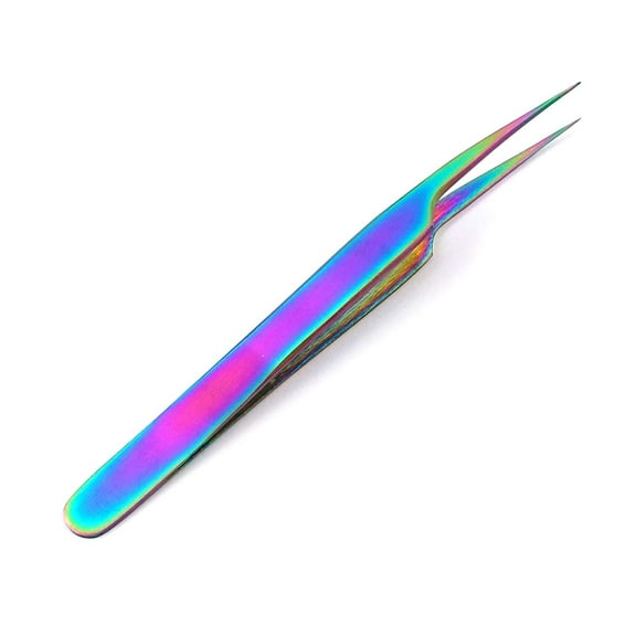 OdontoMed2011 Stainless Steel Multi Rainbow Color 3d Eyelash Extension Tweezers Pro Straight Fine Point 4.5" Jewelry-making, Laboratory Work