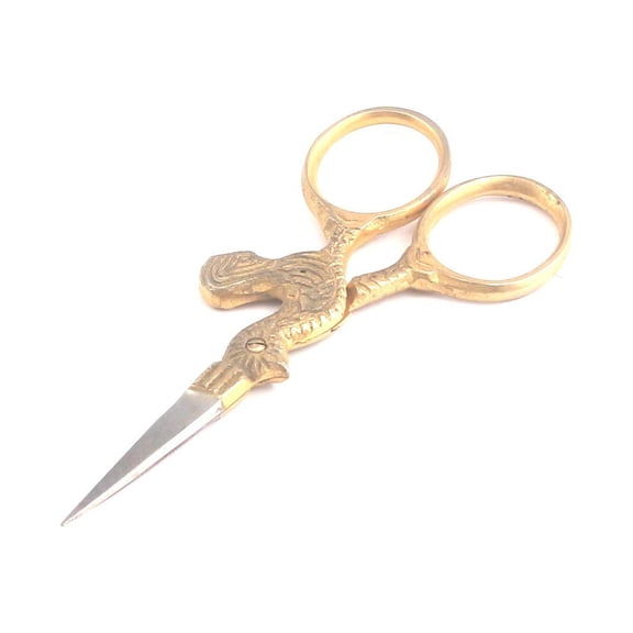 OdontoMed2011 Stainless Steel Sharp Tip Classic Hen Shape Scissors Crane Design Sewing Scissors DIY Tools Dressmaker Shears Scissors for Embroidery, Craft, Needle Work, Art Work & Everyday Use 'Gold'