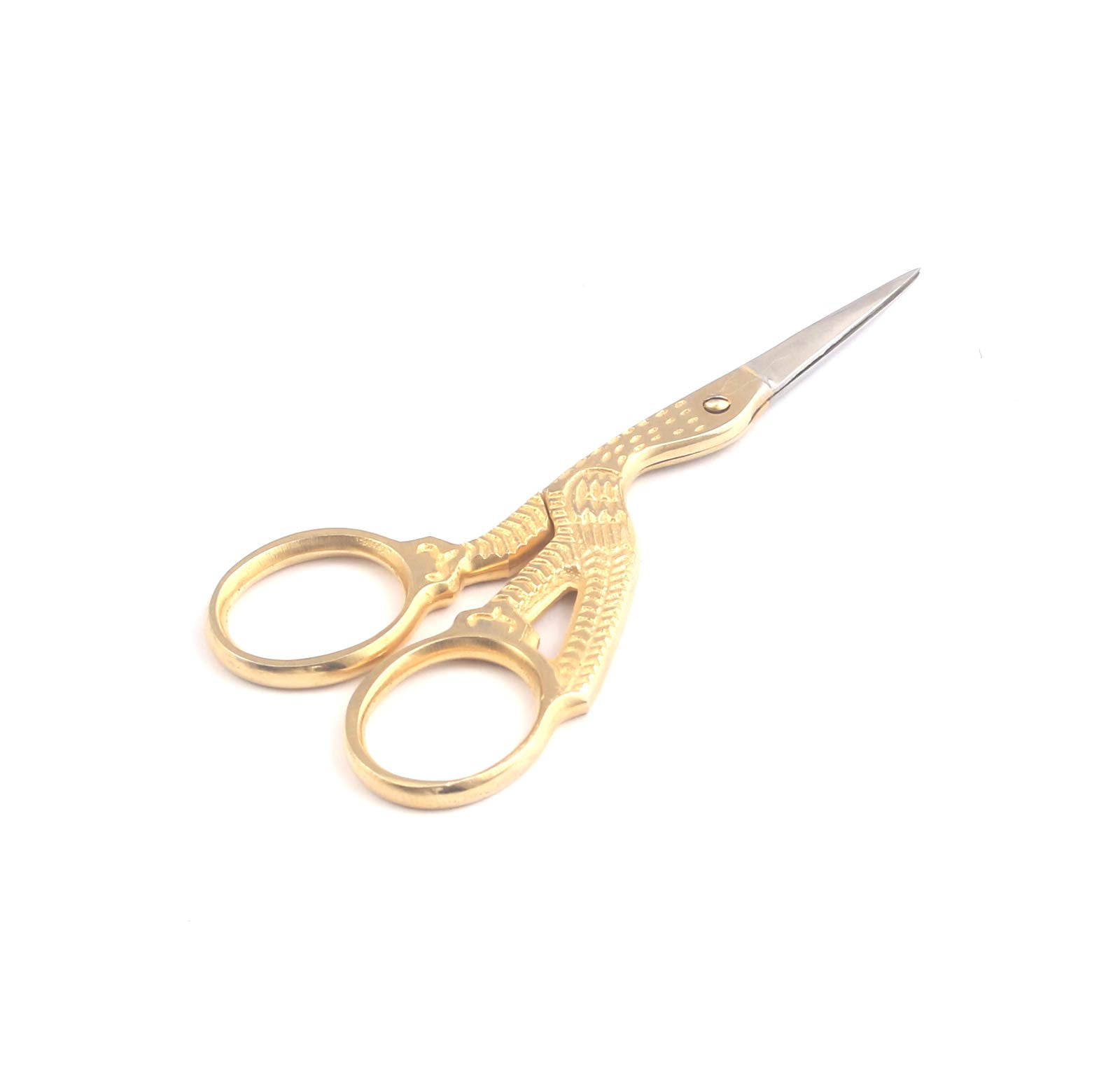 OdontoMed2011 Stork Scissors - 3.53 inch, Gold Sewing Scissors Small Sharp for Crafting, Art Work, Threading, Needlework& Stainless Steel Embroidery Scissors