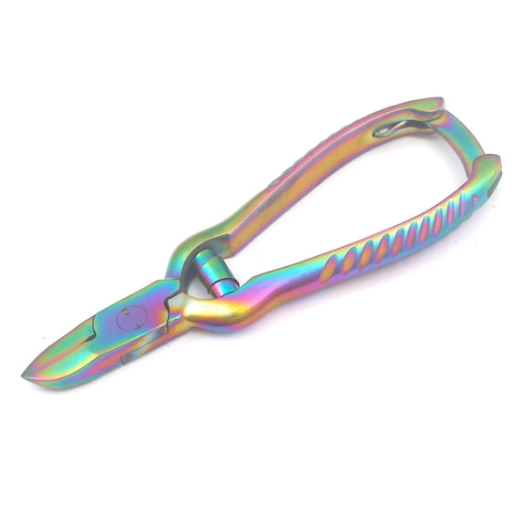 OdontoMed2011 Titanium Galaxy Multi Color Rainbow Professional Pedicure Toenail Nipper with Barel Spring and Back Lock