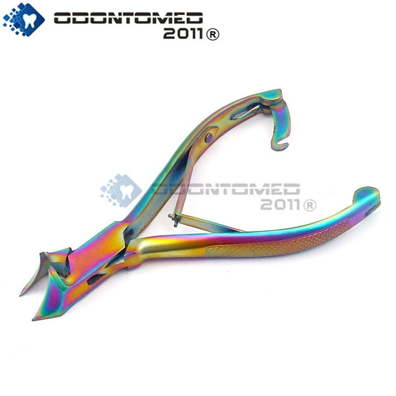 OdontoMed2011 Titanium Multi Color Rainbow Toenail Nipper/Clippers -Ergonomic Handle Style Concave Jaw/Moon' Shape Jaw Sharp Blades Made of High Grade Stainless Steel 5.5"