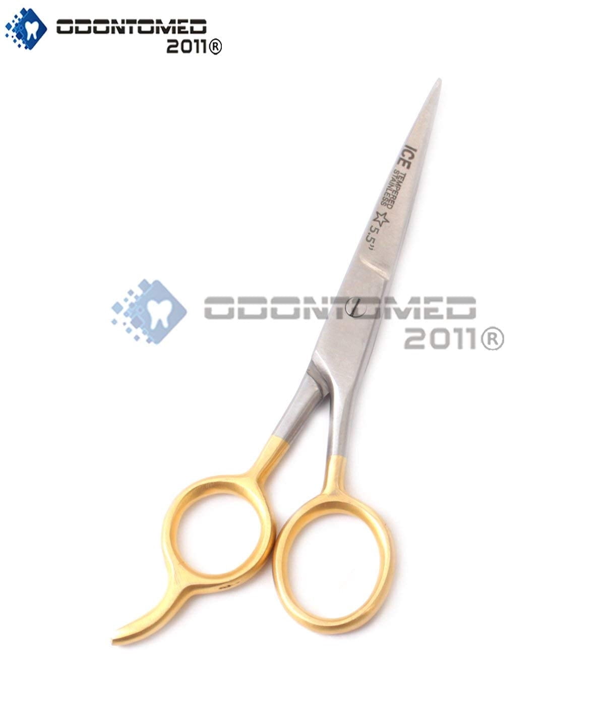 Odontomed2011 Professional Barber Hair Dressing Scissors 5.5" Hair Cutting Scissors/barber Shears - Ice Tempered - Stainless Steel Gold Plated Odm