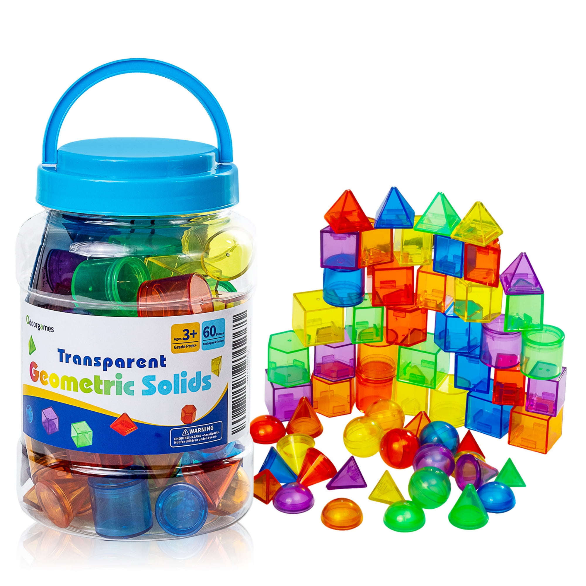 60 Pcs 3D Shapes for Teaching Geometric Solids for Kids,Light Table