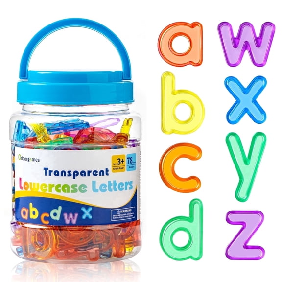 Odoorgames Translucent Lowercase Letters Alphabet Learning Toy Multicolor 78 Pcs