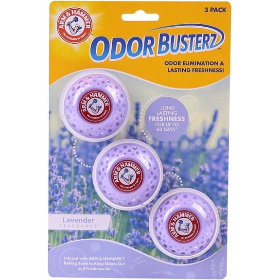 Odor Busterz Lavender Ddorizing Balls - Air Freshener and Odor Eliminator - Long-Lasting Freshness for Home, Bathroom, Closet, Gym Bags, Sports Gear and More - 3-Count, Lavender Scent