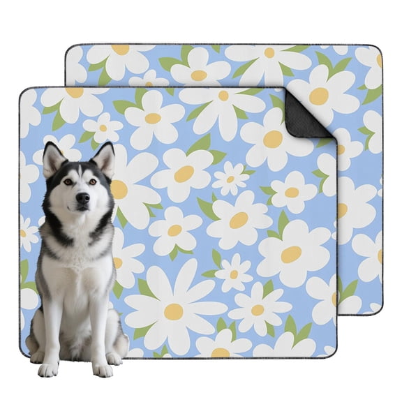 Odor Control Dog Pads with Floral Patterns, 2-Set Reusable Training Mats Containing Super Absorbent Polymer Layers for Effective Moisture Lock