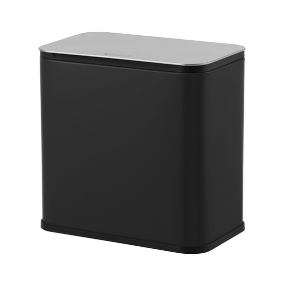 Odor Control Stainless Steel Indoor Trash Can – 1.3 Gallon, Lid, Removable Bucket, Hanging Hook, Charcoal Filter, Rust Resistant, Kitchen, Bathroom, Bedroom, RV, Countertop Compost Bin – Black