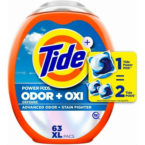 Odor Defense + Oxi Laundry Deternt Pacs, Original Scent, 63 Count, Advanced Stain Fighter