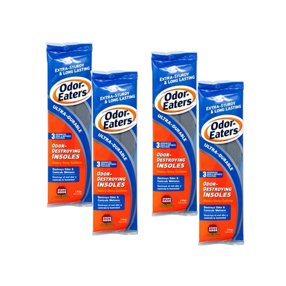 Odor-Eaters Ultra-Durable Insoles, 3 Odor-Destroying Insoles, Heavy-Duty Cushion, Destroys Odor & Controls Wetness - 4 Pack