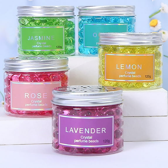 Odor Eliminating Beads, Clear Air Odor Eliminator Gel Beads for Home Eliminates Odors in Bathrooms Cars Boats (Lemon, Sea, Rose, Jasmine, Lavender)