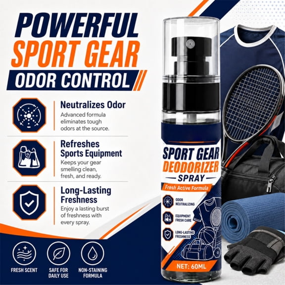 Odor Neutralizer, Sports Gear Freshener, Athletic Gear Deodorant, Workout Equipment Deodorizer, 60Ml 5X1.5 Inch Compact Long-Lasting Deodorant, Multi-Use Odor Eliminator for Shoe,