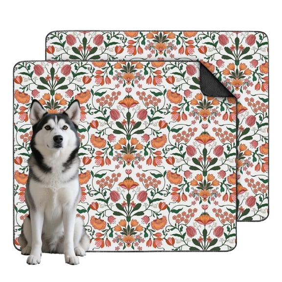 Odor Neutralizing Puppy Training Pads, 2-Set Floral Washable Mats with Advanced Liquid Lock Technology and Quick-Dry Surface Layer