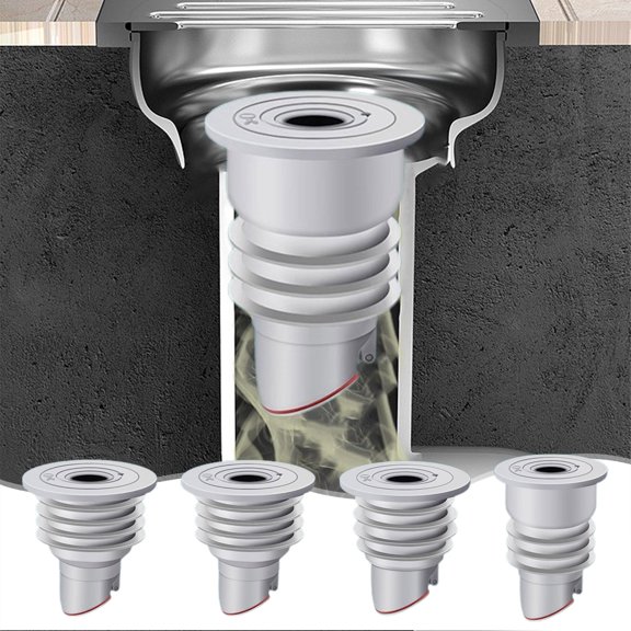Odor-Proof Floor Drain Adjustable Magnetic Odor Proof Drain Plug Sealing Ring for Washing Machine Hose Kitchen Sink Basin Drainage Pipe(White,2-Piece) Rkxzt