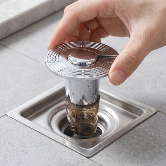 Odor Proof Shower Drain Plug, Backflow Preventer with Magnetic Closure  Hair Catcher & Silicone Reducer Ring, Fits Drain, Sewer & Pipe