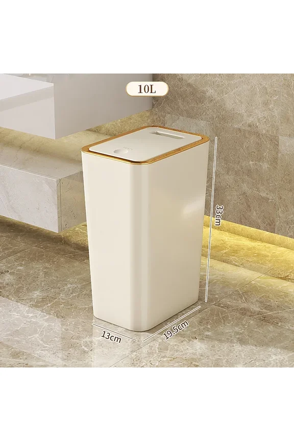 Odor Proof Trash Can with One-Touch Modern Design Durable Plastic Bathroom Kitchen Bin Space Saving Leakproof