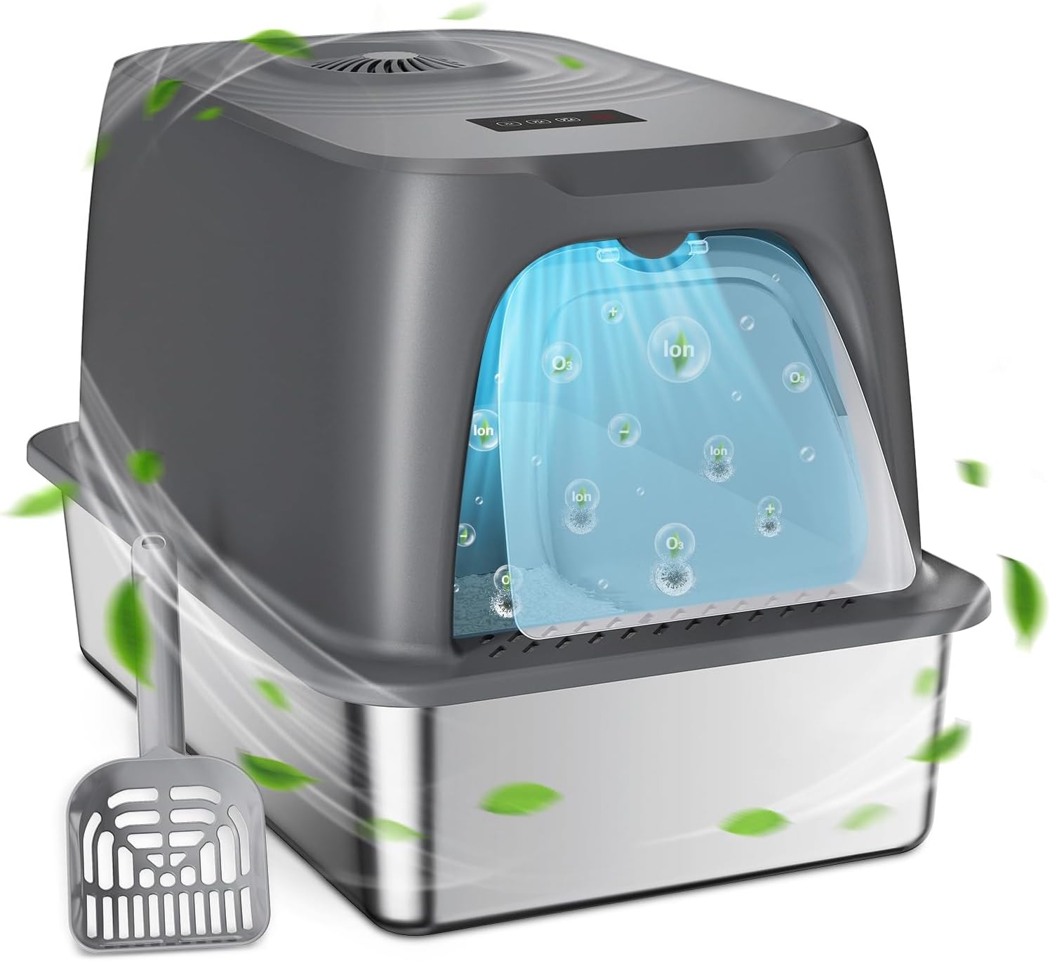 Odor Removal Stainless Steel Litter Box, Plasma Odor Eliminator for 97