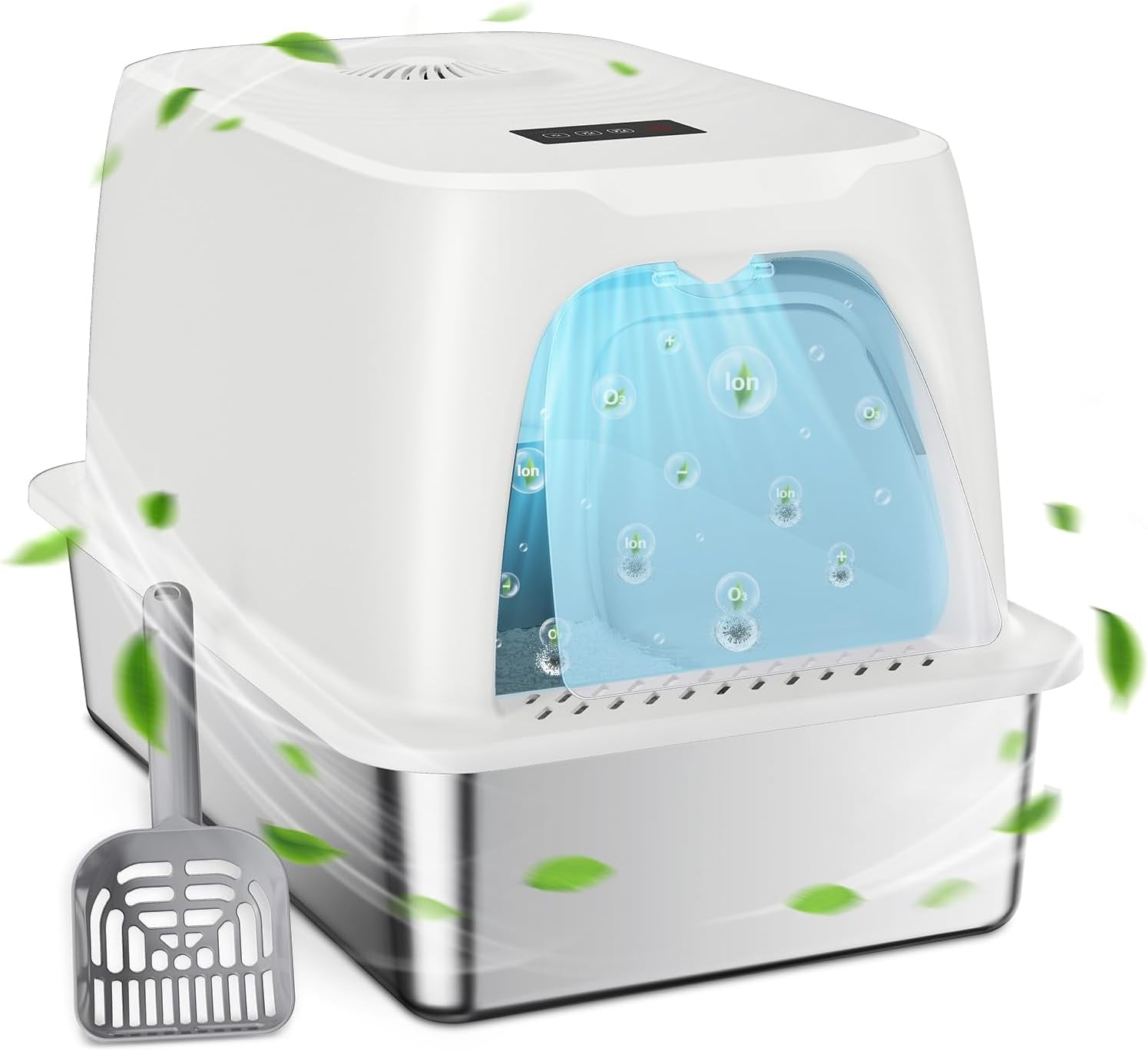 Odor Removal Stainless Steel Litter Box, Plasma Odor Eliminator for 97