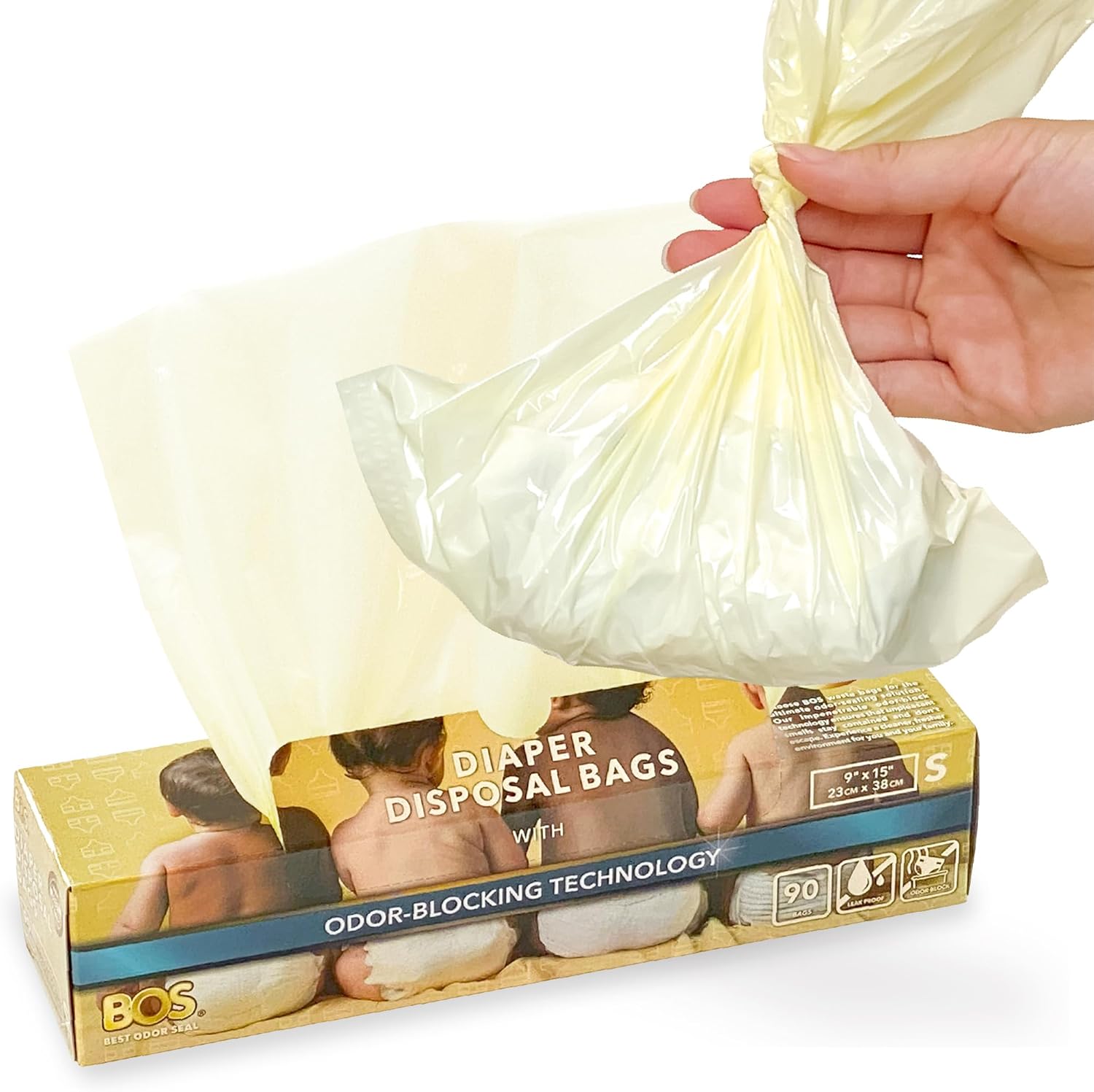 Odor-Sealing Dirty Diaper Disposable Trash Bags - Scent & Smell Free - 90 Count Small