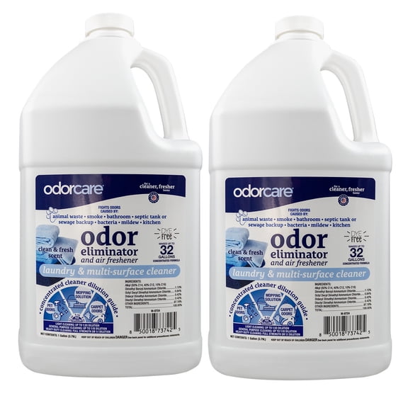 OdorCare Odor Eliminator and Air Freshener Multi-Surface Cleaner, Clean & Fresh, 1 Gallon, 2 Pack