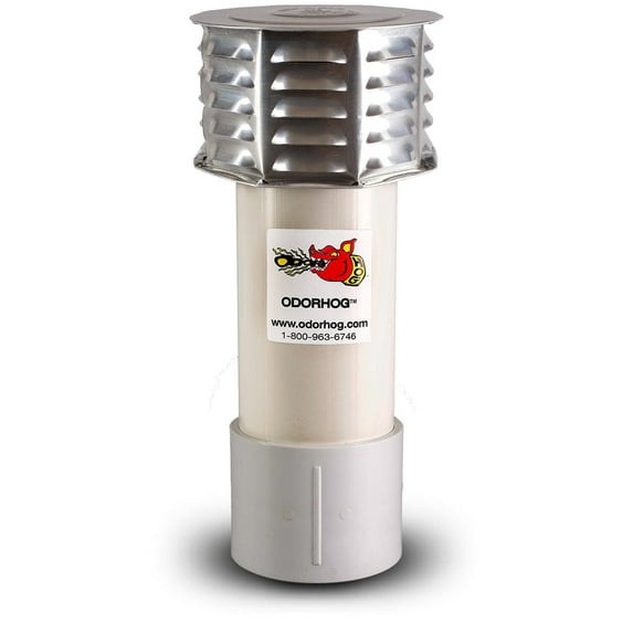 OdorHog Metal Cap Slip On Vent Stack Pipe Filter 4" PVC Removes Outdoor Septic Odor