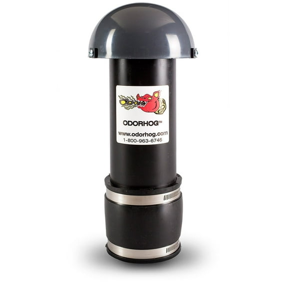 OdorHog Mushroom Cap Clamp On Vent Stack Pipe Filter 3" ABS Removes Outdoor Septic Odor