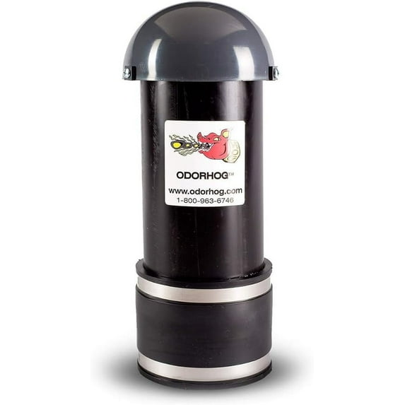 OdorHog Mushroom Cap Clamp On Vent Stack Pipe Filter 4" Black ABS Removes Outdoor Septic Odor