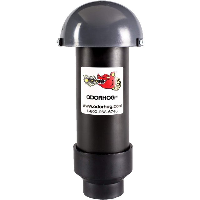OdorHog Mushroom Cap Slip On Vent Stack Pipe Filter 2" Black ABS Remove