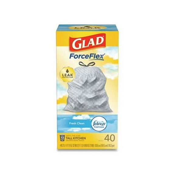 OdorShield Tall Kitchen Drawstring Bags 13 gal, 0.78 mil, 24" x 27.38", White, 240/Carton