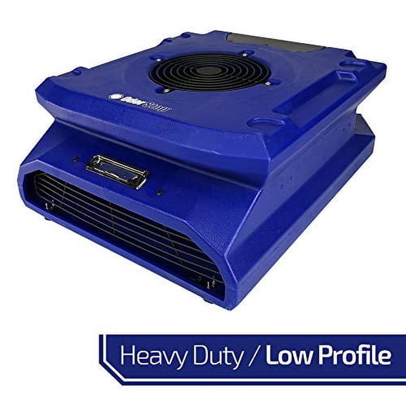 OdorStop OS1400 - Heavy Duty Low Profile Air Mover, Powerful 1400 CFM, Low 2 Amp Allows Daisy Chaining, Variable Speed, GFCI, Carpet Clamp, Stackable up to 10 High, 25 Foot Power Cord w/Lighted End