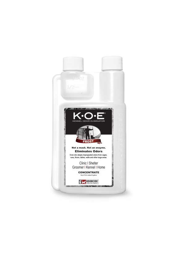 K.O.E Kennel Odor Eliminator Concentrate For Cages, Runs & More For Home & Kennel w/Safe, Non-Enzymatic Formula - Frost Scent - 16 oz