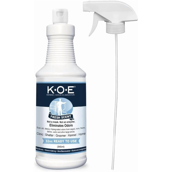 Odorcide K.O.E Kennel Odor Eliminator Fresh Scent Ready to Use Spray For Cages, Runs & More For Home & Kennel w/Safe, Non-Enzymatic Formula