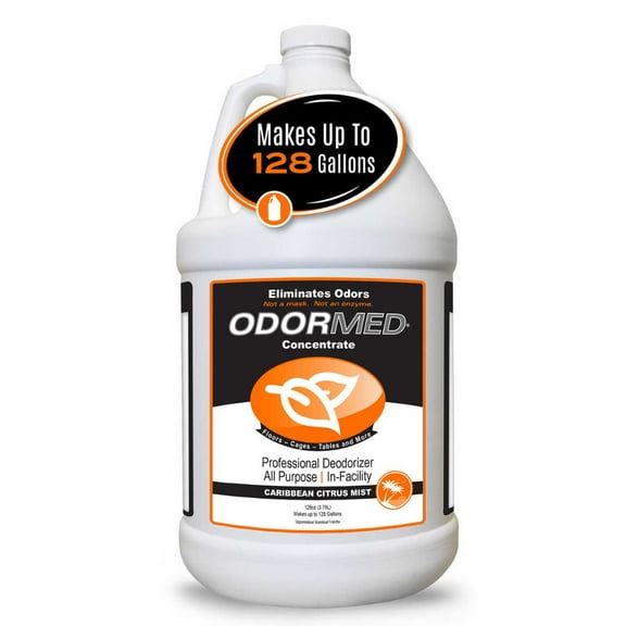 Odorcide Odor Eliminator Concentrate Caribbean Citrus Mist 1 Gallon – Pet Odor Eliminator for Strong Odor on Floors, Walls, Cages & More – All-Purpose Carpet Deodorizer (OMED-CM)