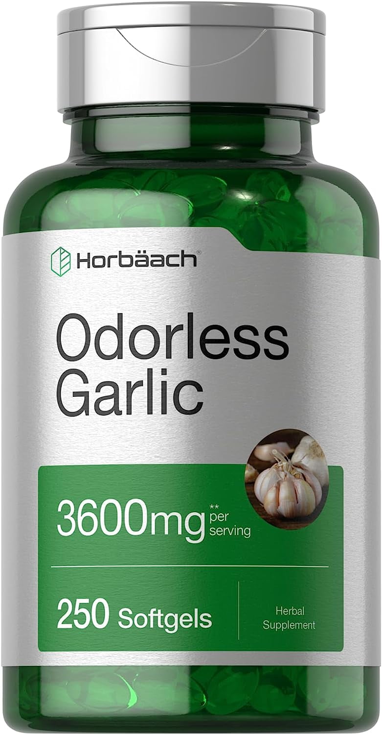 Odorless Garlic 3600 mg 250 Softgels Potent Garlic Extract by Horbaach