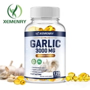 Odorless Garlic Capsules - Beneficial for Heart and Cardiovascular Health, Healthy Cholesterol Levels, and Promotes Blood Circulation - 120 Count