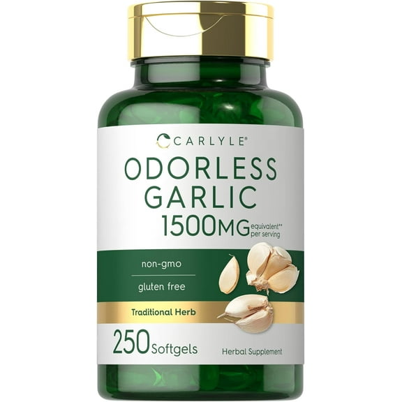 Odorless Garlic Extract 1500mg | 250 Softgels | by Carlyle