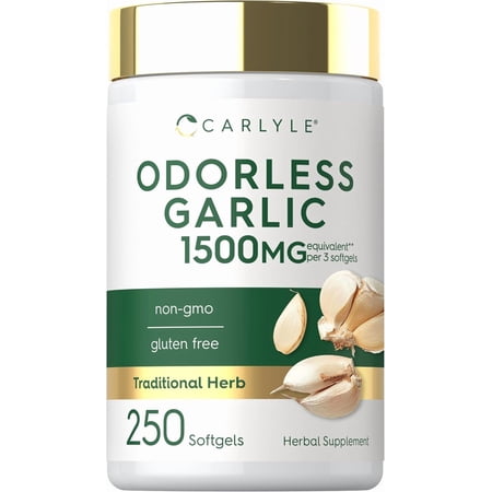 Odorless Garlic Extract 1500mg | 250 Softgels | by Carlyle