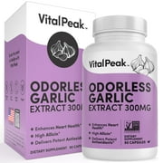Odorless Garlic Extract - Allicin-Rich 300 mg Herbal Garlic Supplements for Heart, Liver & Immune Support by Vital Peak