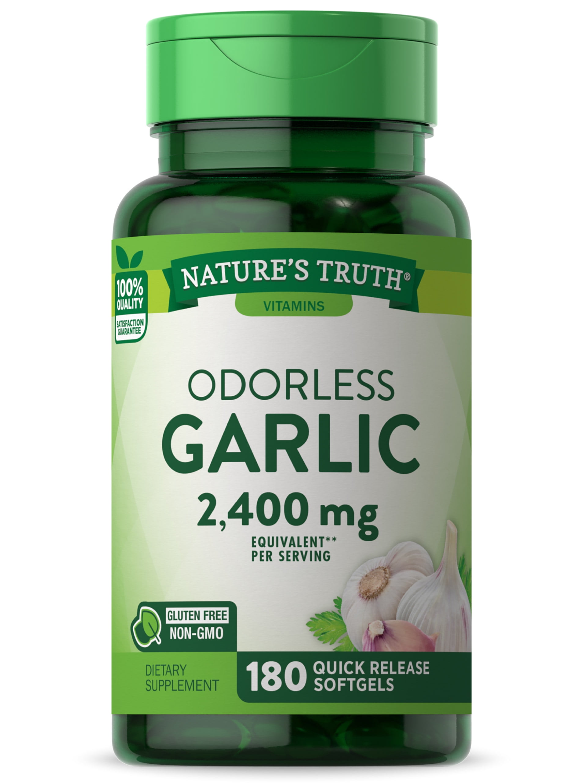 Odorless Garlic Softgels | 2400mg | 180 Count | Non-GMO & Gluten Free Supplement | by Nature's Truth