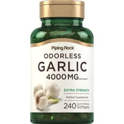 Odorless Garlic Softgels | 4000mg | 240 Count | Extra Strength Herbal Supplement | by Piping Rock
