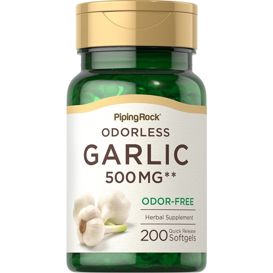 Odorless Garlic Softgels | 500mg | 200 Count | By Piping Rock