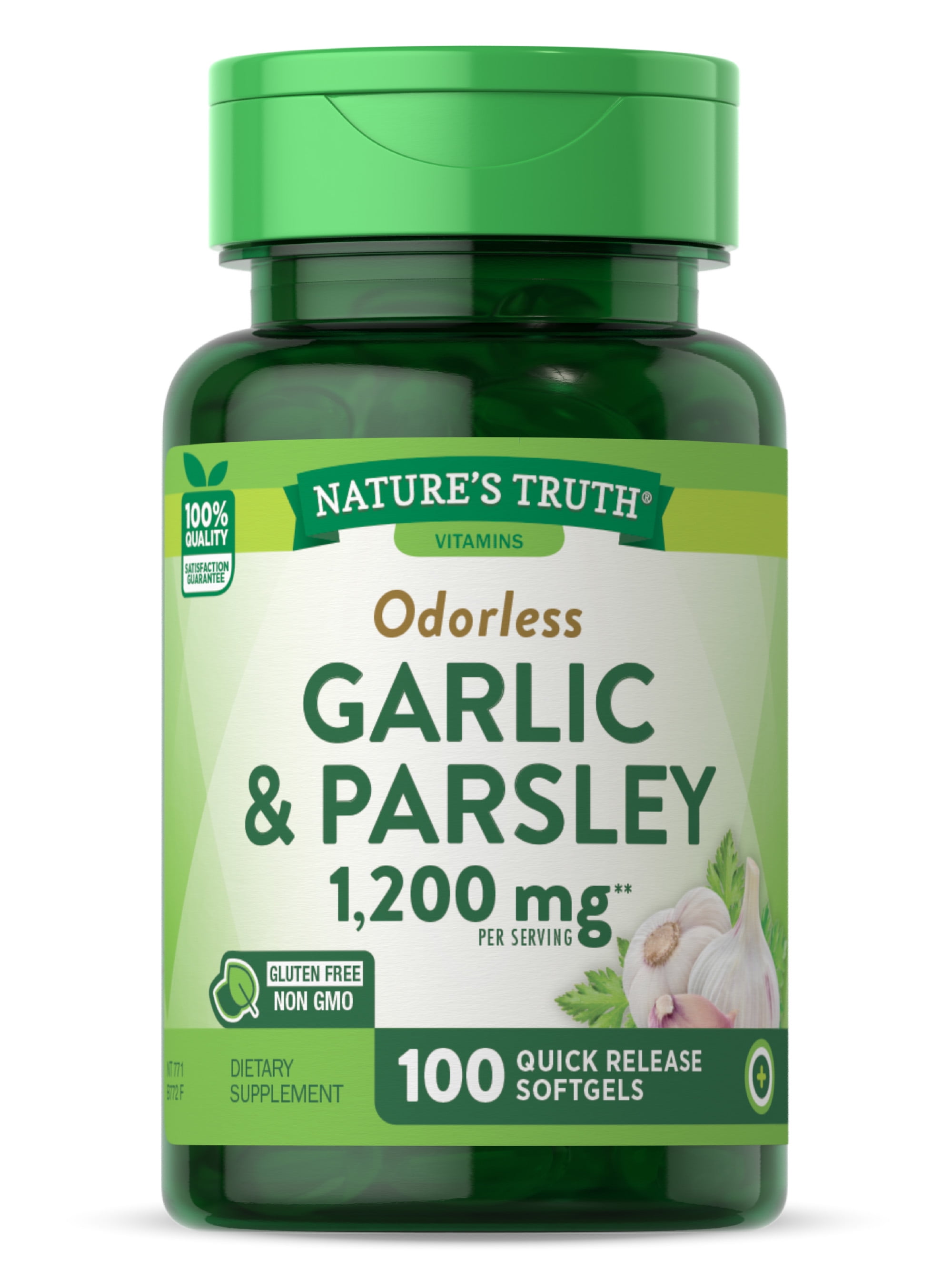 Odorless Garlic and Parsley 1200mg 100 Softgel Capsules NonGMO