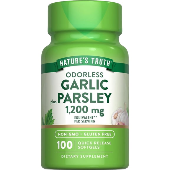 Odorless Garlic and Parsley | 1200mg | 100 Softgels | Non-GMO and Gluten Free | by Nature's Truth