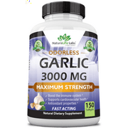 Odorless Pure Garlic 3000 Mg per Serving Maximum Strength 150 Soft Gels