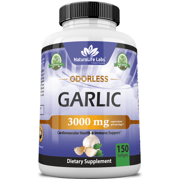 Odorless Pure Garlic 3000 Mg per serving 150 Soft Gels
