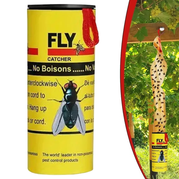 Odorless Waterproof Yellow Sticky Fly Ribbon Trap Single Roll, Double-Sided Super Sticky Fly Paper Tape, Pesticide-Free Flying Insect Catcher for Fruit Flies, Gnats, Mosquitoes, Moths, Home ,6Pcs