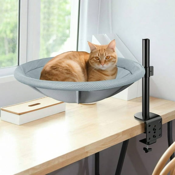 Odors Cat Desk Bed - 360 °   Rotating & Height Adjustable Cat Hammock,Modern Indoor Cat Nest Furniture For Office Desks And Game Tables