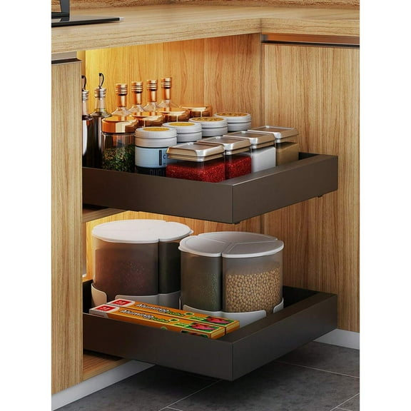 OdorsTT 1PC Storage Box ,Under Sliding Cabinet Basket Organizer,Kitchen Organiser ,Closet Organizer,Drawer Organizer,Black