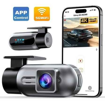 Odrey Dash Cam 4K UHD Front Dashcam with 5G WiFi Car Camera, Dash Camera with APP 24H Parking Mode, WDR, Loop Recording, Night Vision, Support 256GB Max