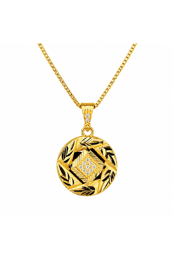 Gold-Toned Pendant and Earrings Jewelry Set, 3 Pieces with Storage Box (Design 6)